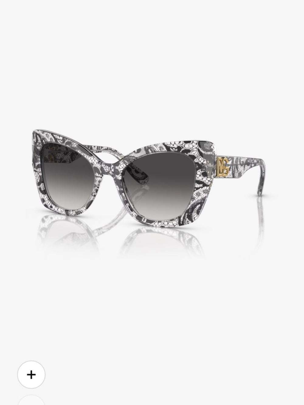 Dolce & Gabbana Black and White Lace-Pattern Cat Eye Sunglasses